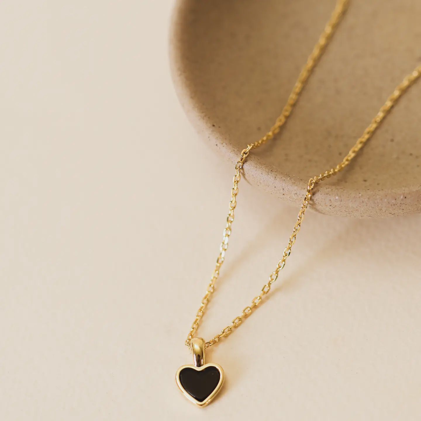 Gemstone Heart Pendant Necklace - Black Tourmaline