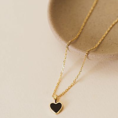 Gemstone Heart Pendant Necklace - Black Tourmaline