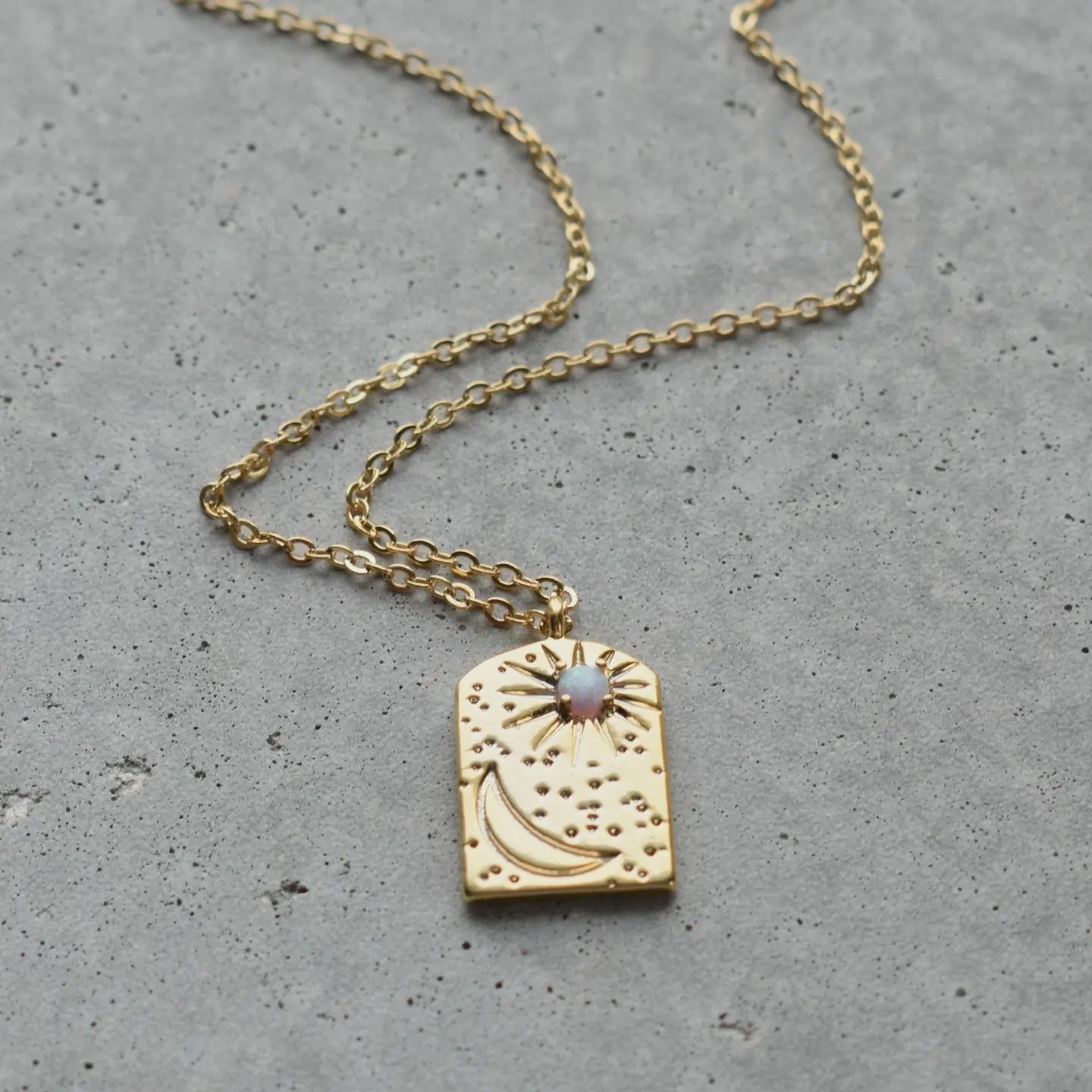 Opal Starry Night Window Gold Necklace