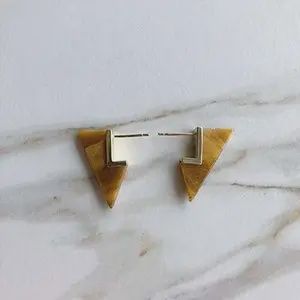 Tiger Eye Geometric Dagger Studs