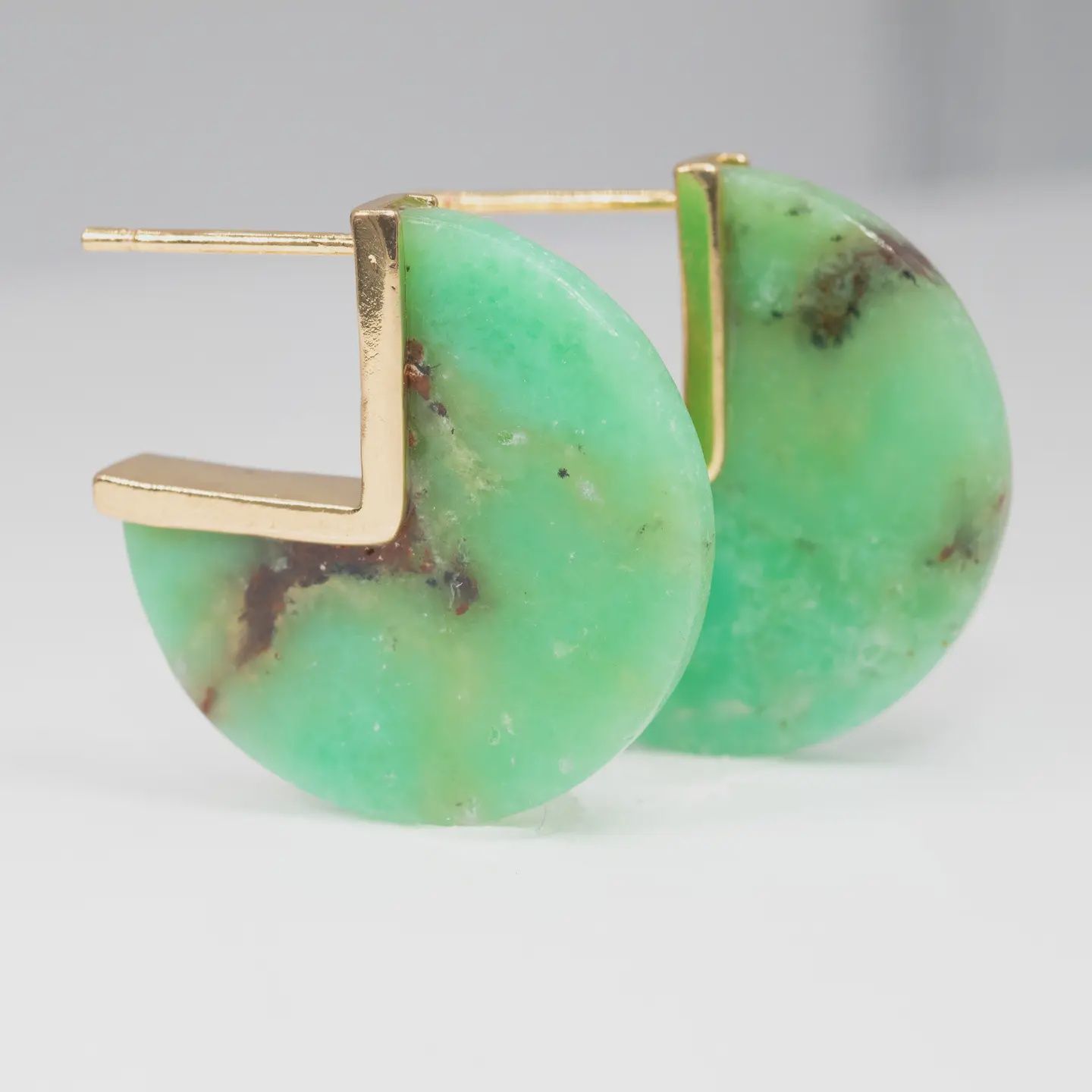 Chrysoprase Coin Earrings