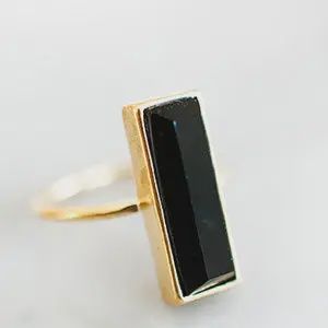 Black Onyx Gem Bar Ring