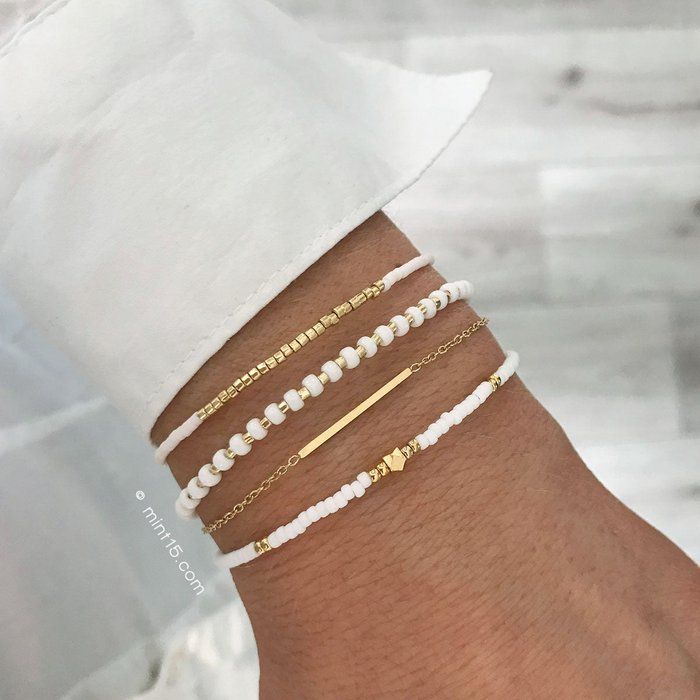 Armbandenset 'Helder Wit' GOUD