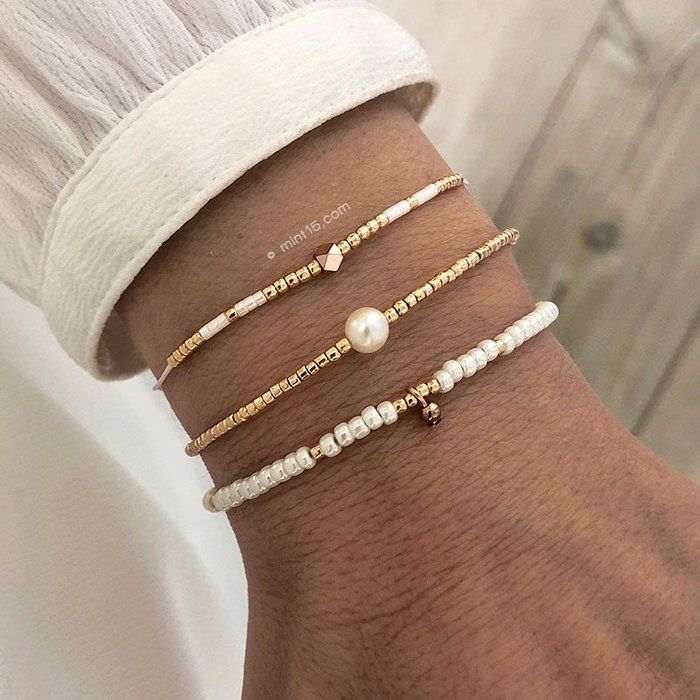 Armbandenset 'Pearl Shine' - ROSÉ GOUD
