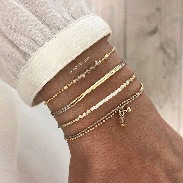 Armbandenset 'Wit & Naturel' -  GOUD