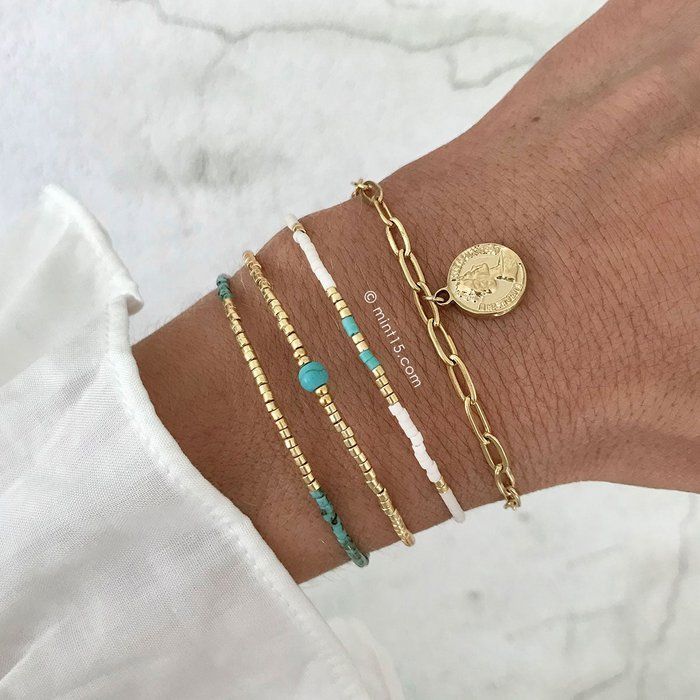 Armbandenset 'Turquoise Chic' - GOUD