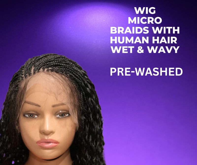 Wig micro braids with human hair lace frontal Hd