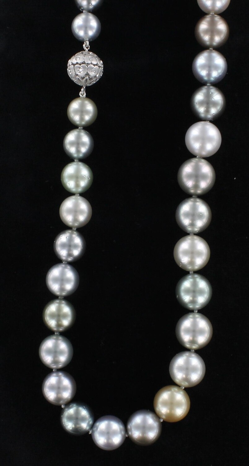 12.5-10.0 MM MULTI-COLOR TAHITIAN PEARL NECKLACE