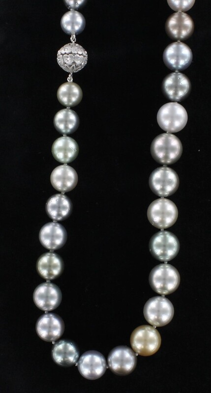 12.5-10.0 MM MULTI-COLOR TAHITIAN PEARL NECKLACE 12.5-10.0 MM MULTI-COLOR TAHITIAN PEARL NECKLACE