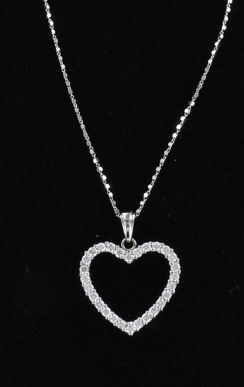 14KT .80 CT TW HEART NECKLACE