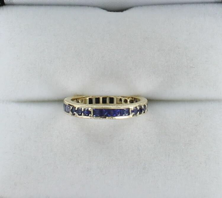 14KT 1.0 CT TW SAPPHIRE ETERNITY BAND, SIZE 5