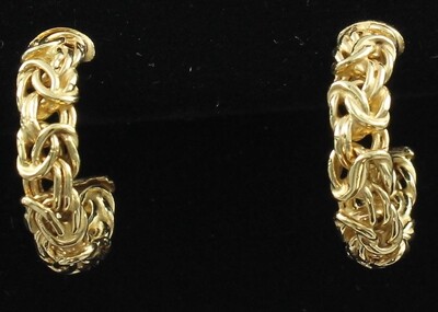 14KT YELLOW GOLD BYZANTINE HOOP EARRINGS 14KT YELLOW GOLD BYZANTINE HOOP EARRINGS