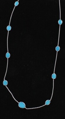 18KT WHITE GOLD TURQUOISE BY THE YARD CHAIN 18KT WHITE GOLD TURQUOISE BY THE YARD CHAIN