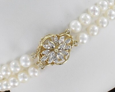 14KT CLASP ON 6MM DOUBLE STRAND PEARL BRACELET 14KT CLASP ON 6MM DOUBLE STRAND PEARL BRACELET