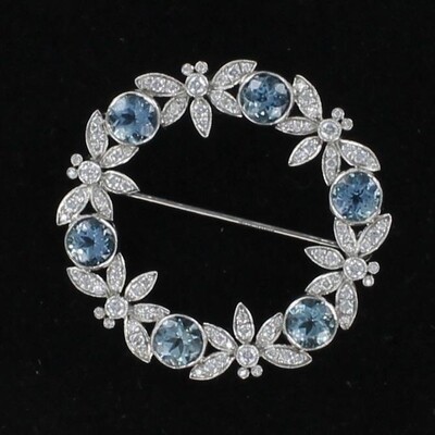 PLATINUM TIFFANY AQUAMARINE DRAGONFLY CIRCLE PIN PLATINUM TIFFANY AQUAMARINE DRAGONFLY CIRCLE PIN
