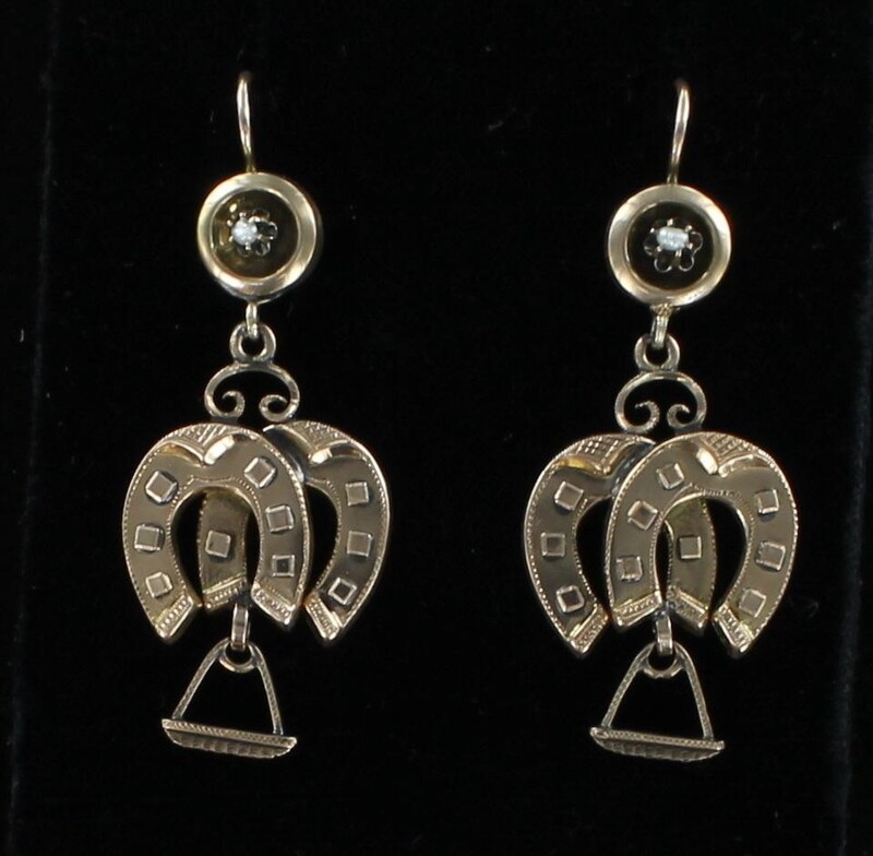 12KT VICTORIAN HORSESHOE EARRINGS CIRCA 1900 12KT VICTORIAN HORSESHOE EARRINGS CIRCA 1900
