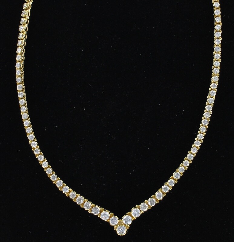 18KTY 11.0 CT TW ROUND BRILLIANT DIAMOND NECKLACE 18KTY 11.0 CT TW ROUND BRILLIANT DIAMOND NECKLACE