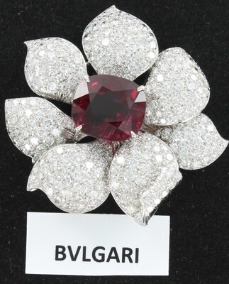 PLATINUM BVLGARI RUBELLITE DIAMOND PIN PLATINUM BVLGARI RUBELLITE DIAMOND PIN