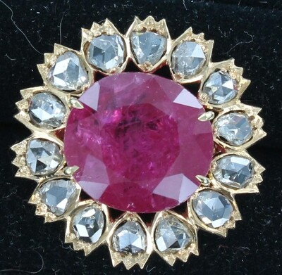 22KT BURMESE (NO HEAT) RUBY AND DIAMOND RING 22KT BURMESE (NO HEAT) RUBY AND DIAMOND RING