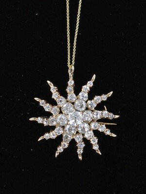14KT 4.11 CT TW OLD MINE CUT DIAMOND PIN/PENDANT 14KT 4.11 CT TW OLD MINE CUT DIAMOND PIN/PENDANT