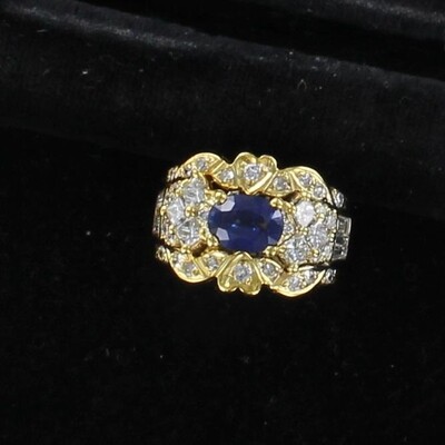 14KTY SAPPHIRE AND DIAMOND RING