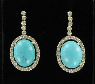 18KT TURQUOISE AND DIAMOND EARRINGS