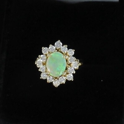 14KTY OPAL AND DIAMOND RING