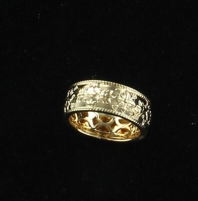 14KTY ENGRAVED BAND, SZ 6.5