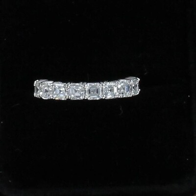 18KTW 5.90 CT TW ASSCHER CUT DIAMOND ETERNITY BAND, SZ 7.5