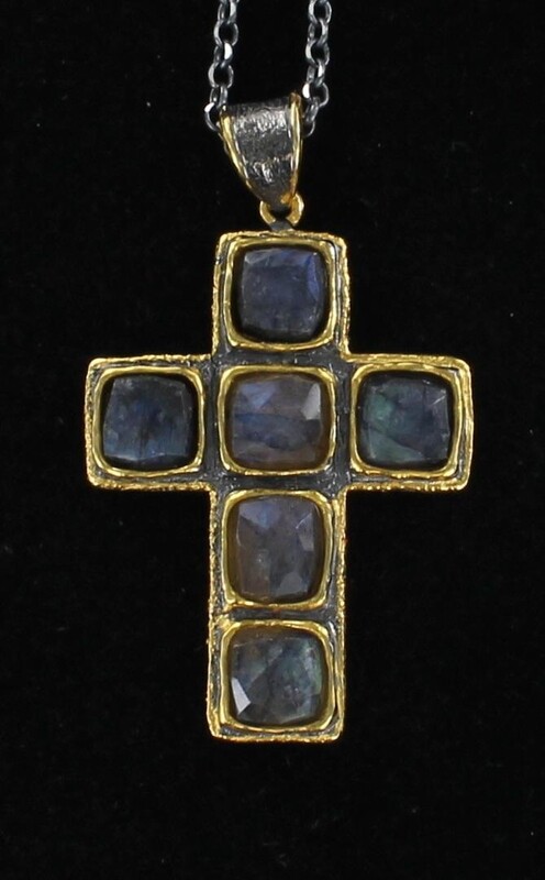 STERLING SILVER LABRADORITE CROSS