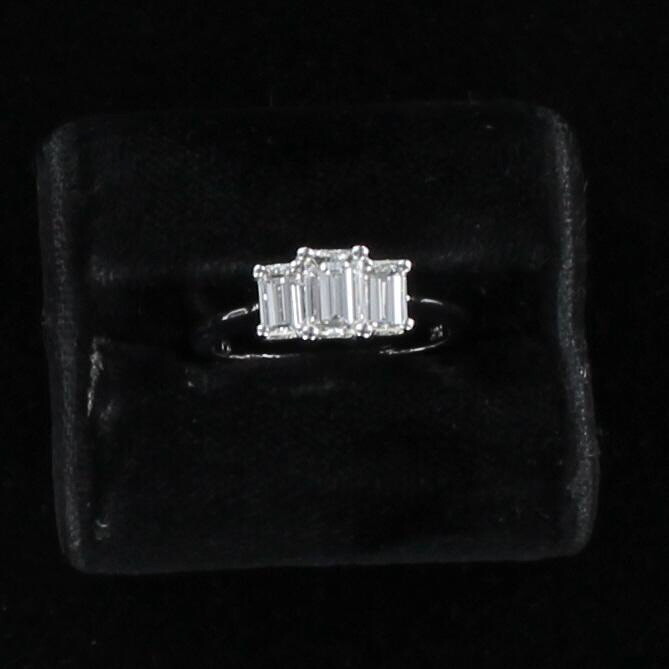 14KTW 1.31 CT TW EMERALD CUT DIAMOND, VS2-F,  ENGAGEMENT RING