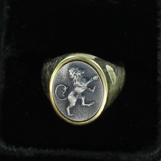 14KT GOLD OVER SILVER  LION RING