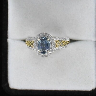 18KT/T 1.57 CT OVAL SAPPHIRE WITH 1.0 CT TW DIAMOND RING