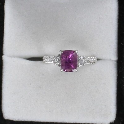 18KTW 2.04 CT PINK SAPPHIRE WITH .59 CT TW DIAMOND RING