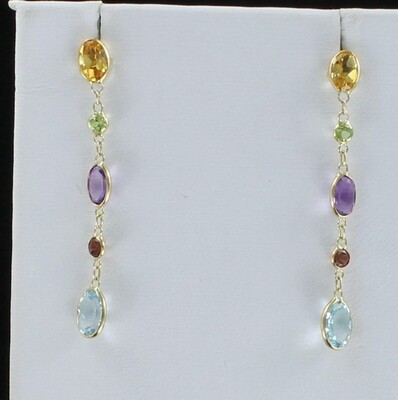 18KTY MULTI-STONE DANGLE EARRINGS