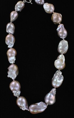 STERLING SILVER BAROQUE PEARL NECKLACE