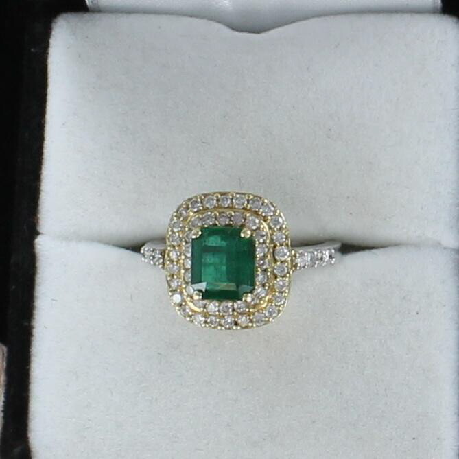 14KT/T EMERALD AND DIAMOND RING