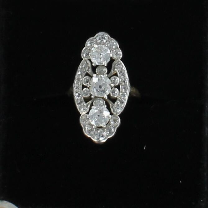 PLATINUM/14KT 1.75 CT TW OLD MINE CUT DIAMOND RING, CA 1905