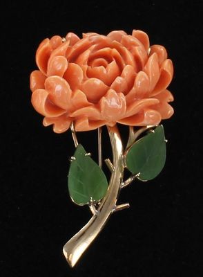 14KTY CORAL FLOWER PIN