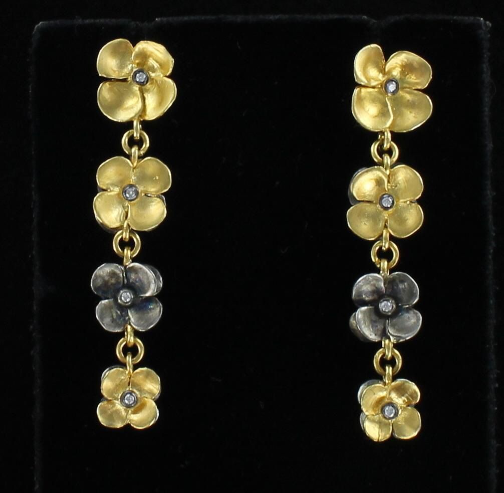24KT/S FLOWER DANGLE EARRINGS