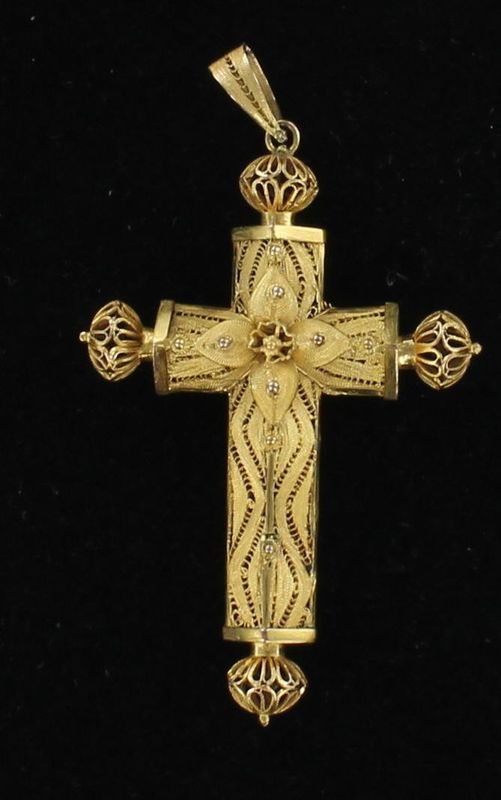 14KTY HANDMADE CROSS, CA 1900