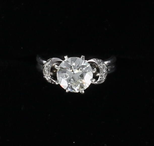 PLATINUM 1.84 CT OLD EUROPEAN DIAMOND ENGAGEMENT RING, VS2-G, CA 1940