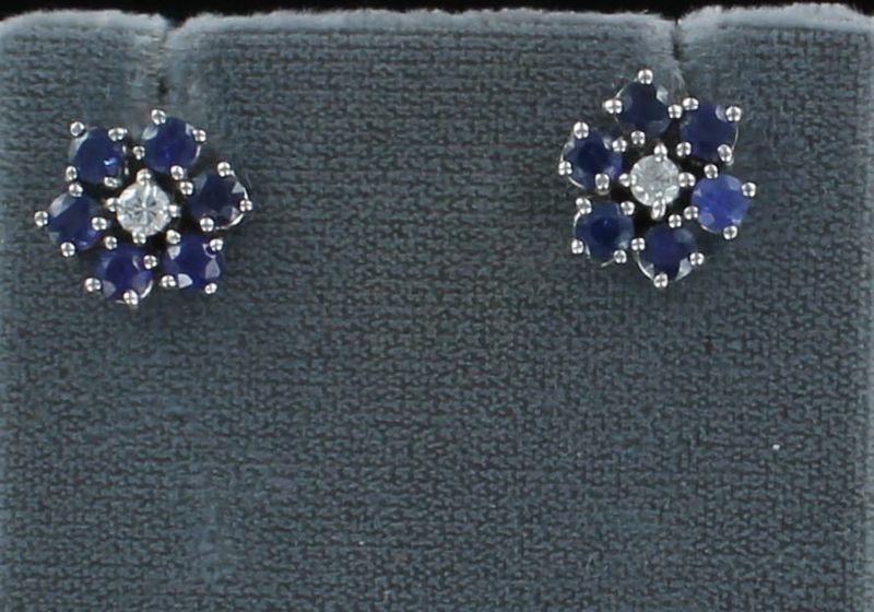 18KTW SAPPHIRE FLOWER EARRINGS