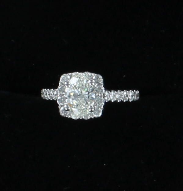 14KTW GIA CERTIFIED 1.0 CT OVAL DIAMOND WITH 1.0 CT TW ENGAGEMENT DIAMOND RING