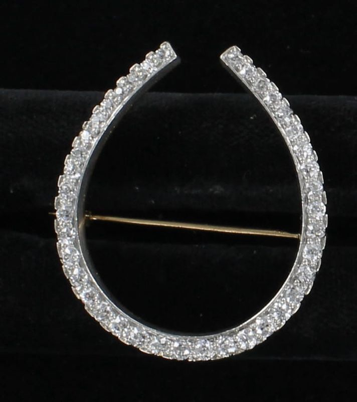 14KTY/PLATINUM 2.0 CT TW DIAMOND HORSESHOE PIN