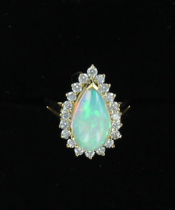 14KTY OPAL AND DIAMOND RING