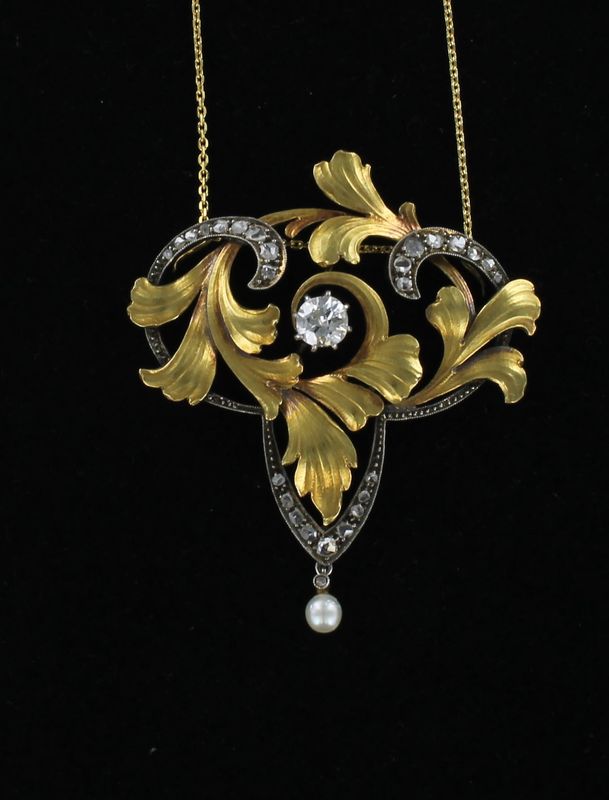 18KTY 2.10 CT TW DIAMOND WITH PEARL PENDANT