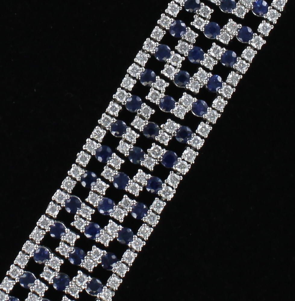 14KTW 12.1 CT TW SAPPHIRE WITH 8.47 CT TW ROUND BRILLIANT DIAMOND BRACELET