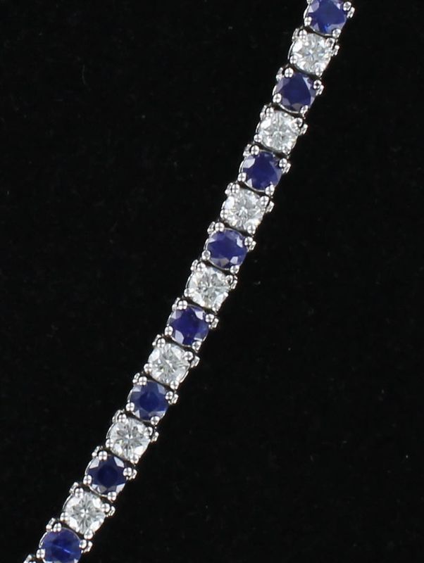 14KTW 4.24 CT TW ROUND BRILLIANT DIAMOND WITH 5.43 CT TW SAPPHIRE BRACELET
