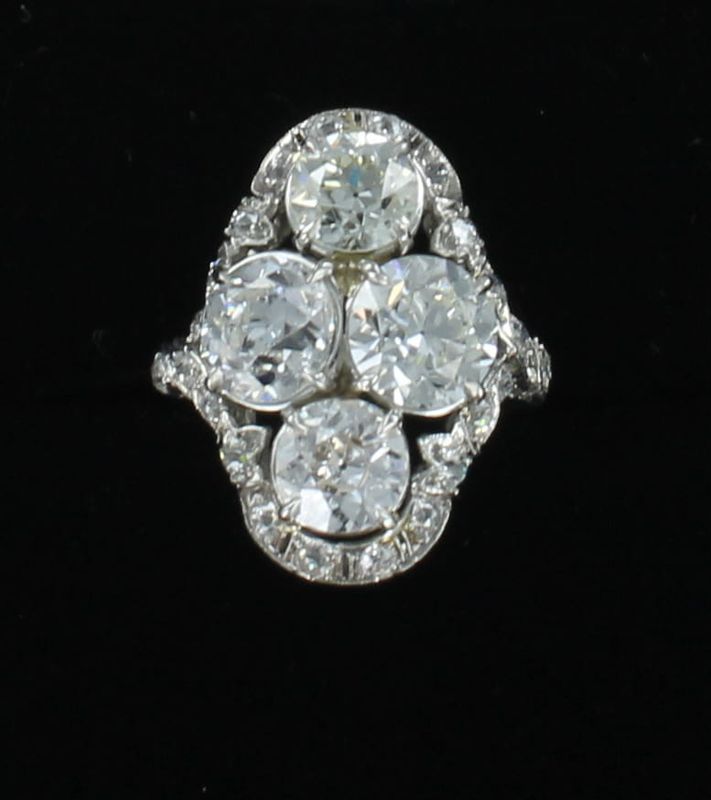 PLATINUM ART DECO 5.25 CT TW OLD EUROPEAN CUT DIAMOND RING, CA 1920'S